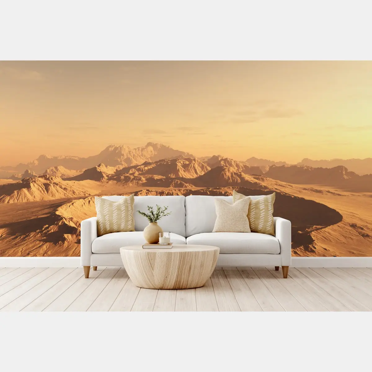 Wall mural vast desert crater at sunset • Wallissimo®