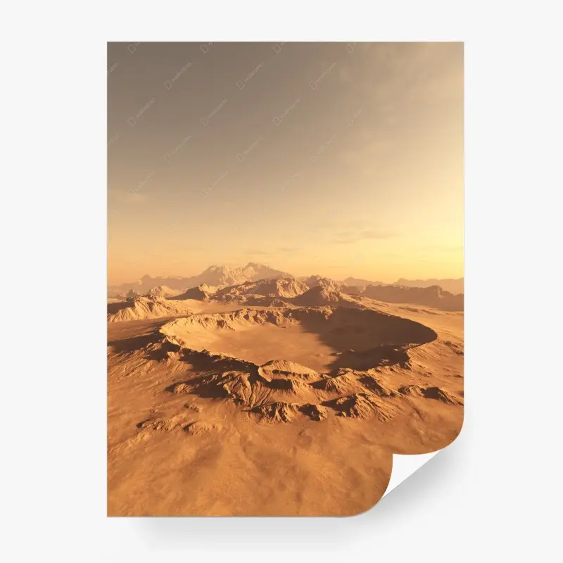Wall mural vast desert crater at sunset