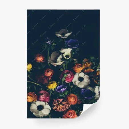 Wall mural moody dark floral bouquet • Wallissimo®
