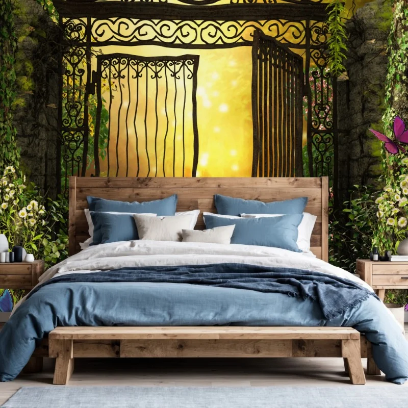 Wall mural enchanted garden gate