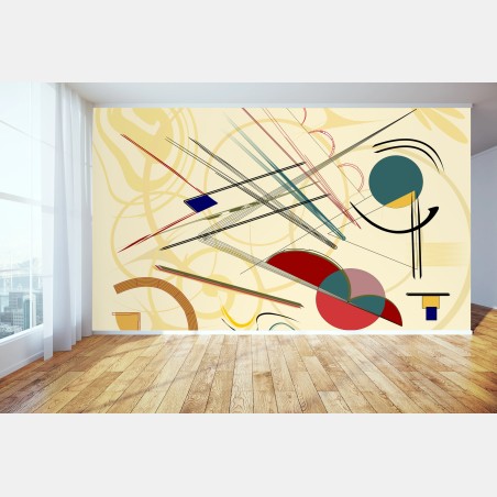 Wall mural geometric abstract composition in beige and red • Wallissimo®