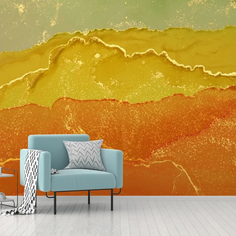 Wall mural golden amber abstract waves