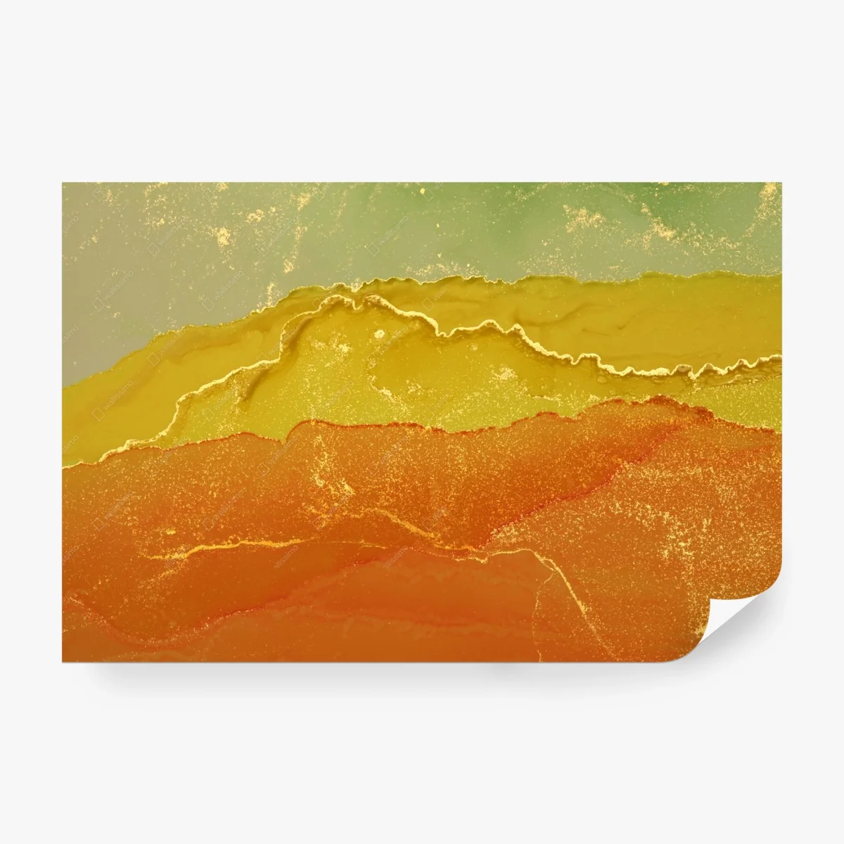 Wall mural golden amber abstract waves • Wallissimo® Wall mural golden amber abstract waves • Wallissimo®