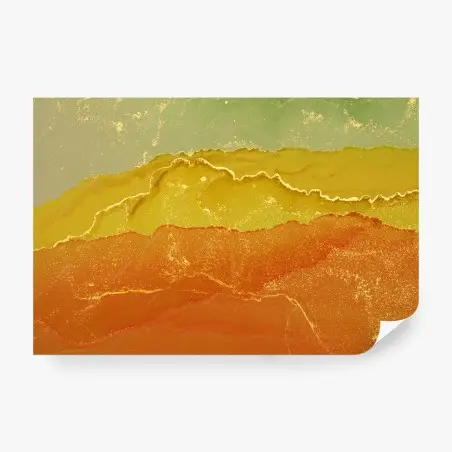 Wall mural golden amber abstract waves • Wallissimo®