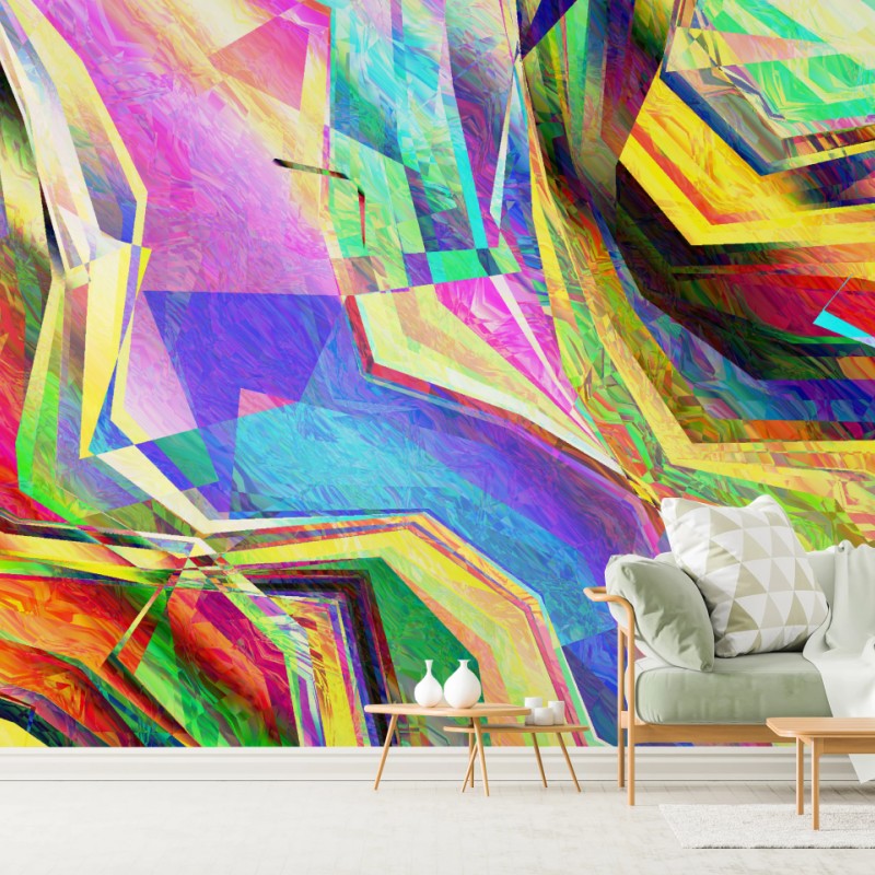Wall mural vibrant geometric abstract composition