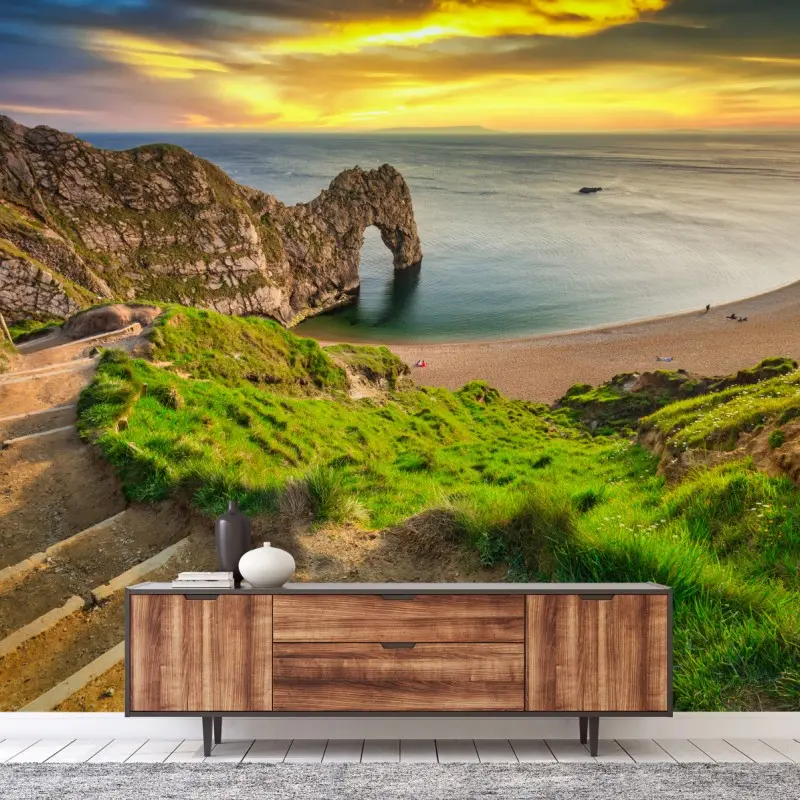 Wall mural Durdle Door sunset on the Jurassic Coast