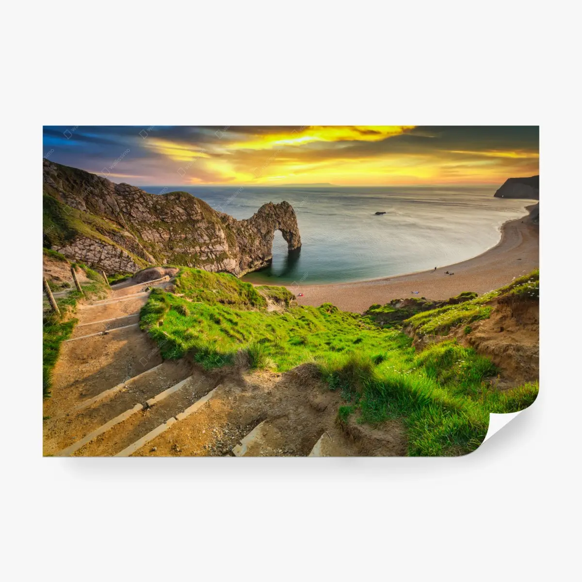 Wall mural Durdle Door sunset on the Jurassic Coast • Wallissimo®