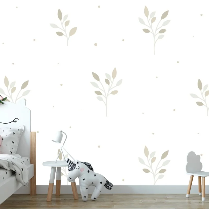 Wall mural soft botanical leaf pattern • Wallissimo® Wall mural soft botanical leaf pattern • Wallissimo®