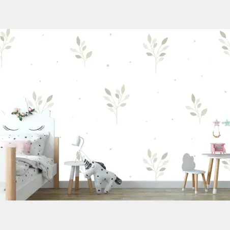 Wall mural soft botanical leaf pattern • Wallissimo®