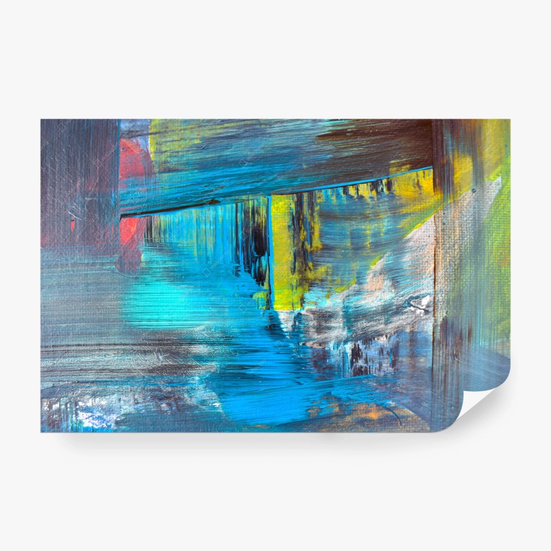 Wall mural turquoise abstract brushstroke composition