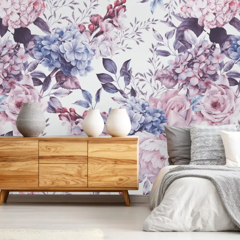 Wall mural pastel watercolor floral pattern