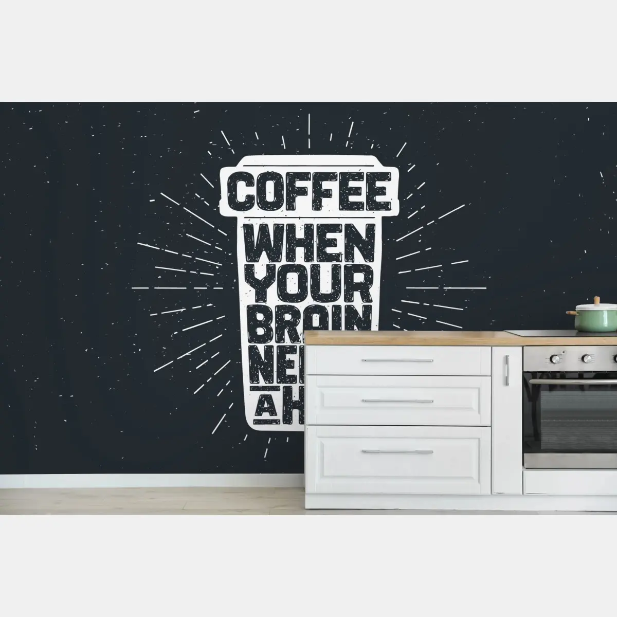 Wall mural coffee when your brain needs a hug vintage typography art • Wallissimo®