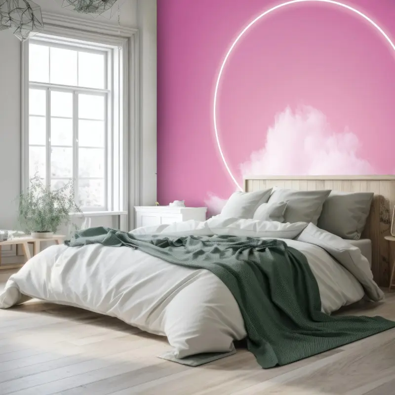 Wall mural pastel cloud with neon halo