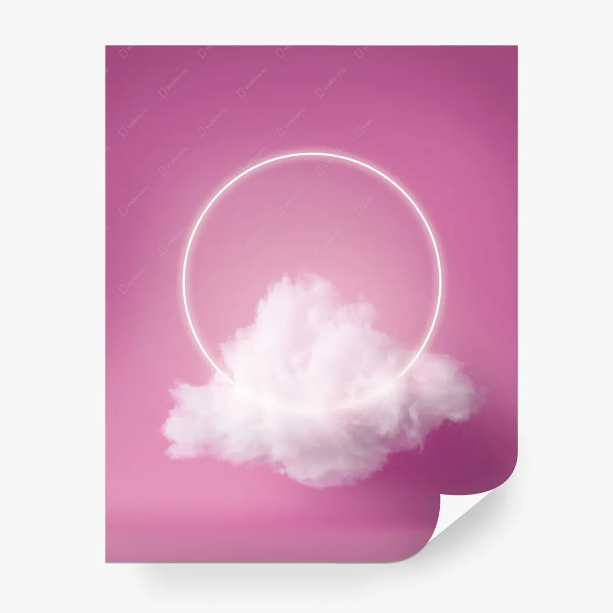 Wall mural pastel cloud with neon halo • Wallissimo®
