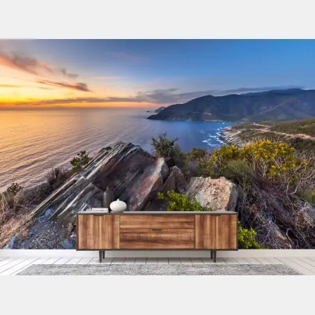 Wall mural coastal sunset over Cap Corse • Wallissimo®