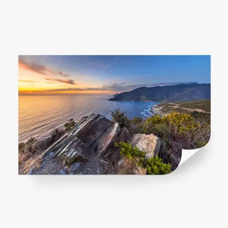 Wall mural coastal sunset over Cap Corse • Wallissimo®