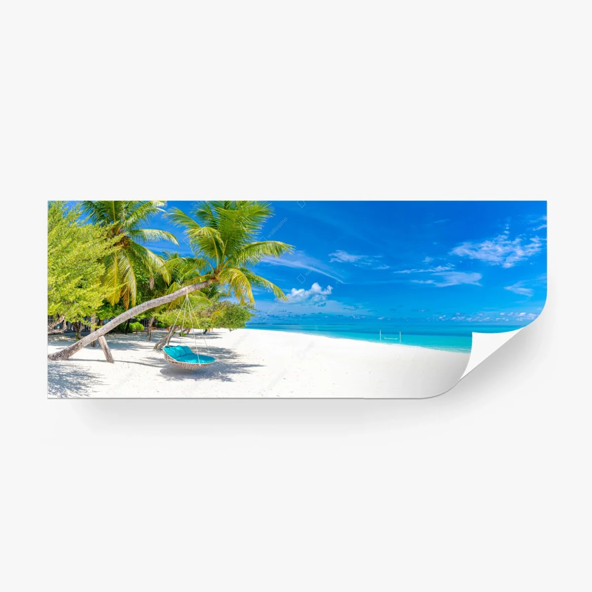 Wall mural tropical beach hammock on white sand • Wallissimo® Wall mural tropical beach hammock on white sand • Wallissimo®