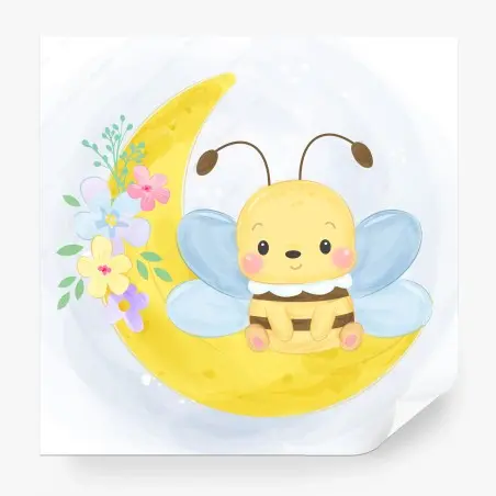 Wall mural sleepy moon bee nursery art • Wallissimo®