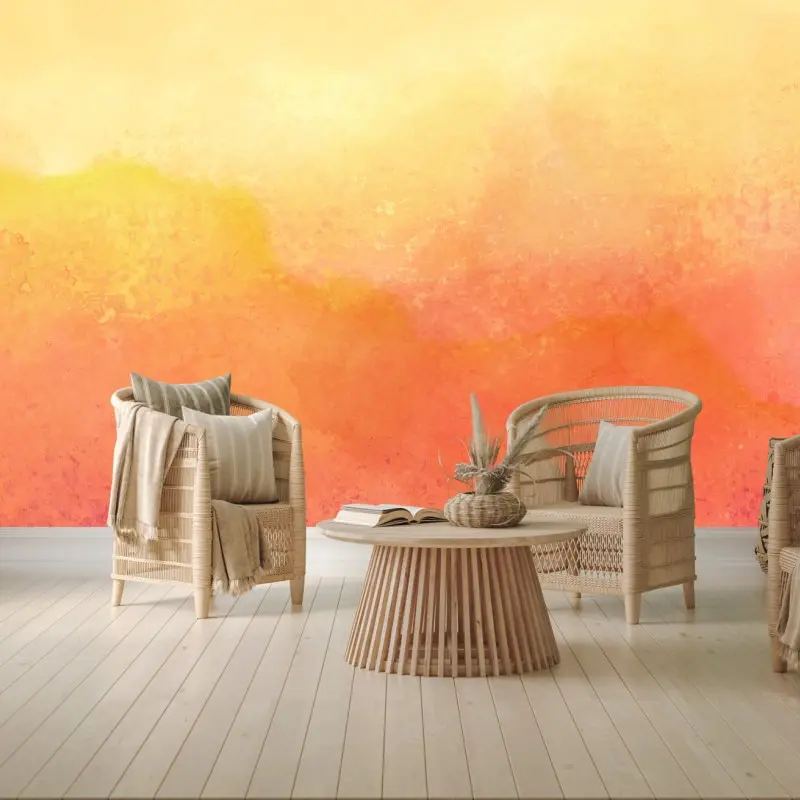 Wall mural warm watercolor abstract landscape
