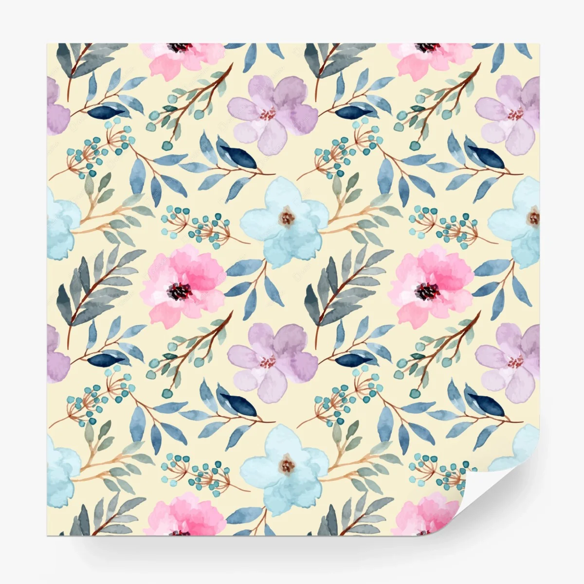 Wall mural soft watercolor floral pattern • Wallissimo®