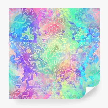 Wall mural pastel boho floral mandala pattern • Wallissimo®