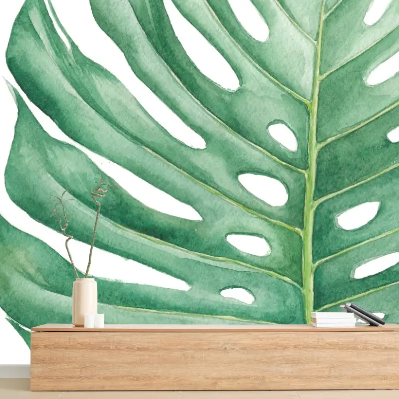 Wall mural tropical monstera watercolor leaf
