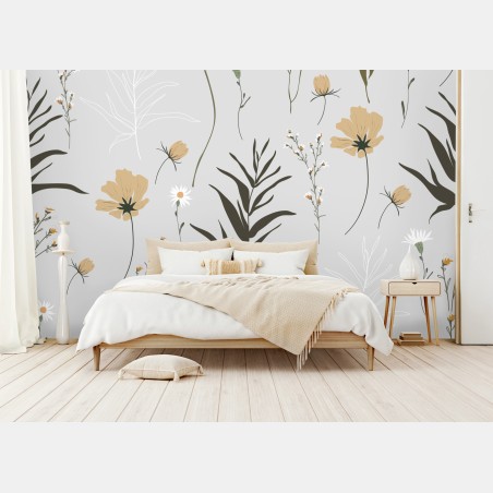 Wall mural delicate pastel wildflower pattern • Wallissimo®