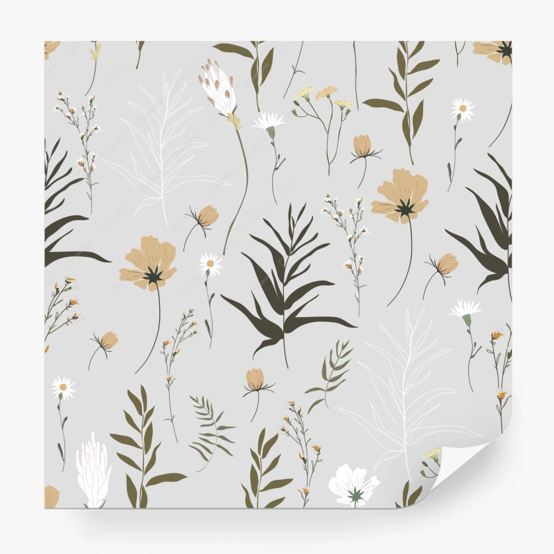 Wall mural delicate pastel wildflower pattern