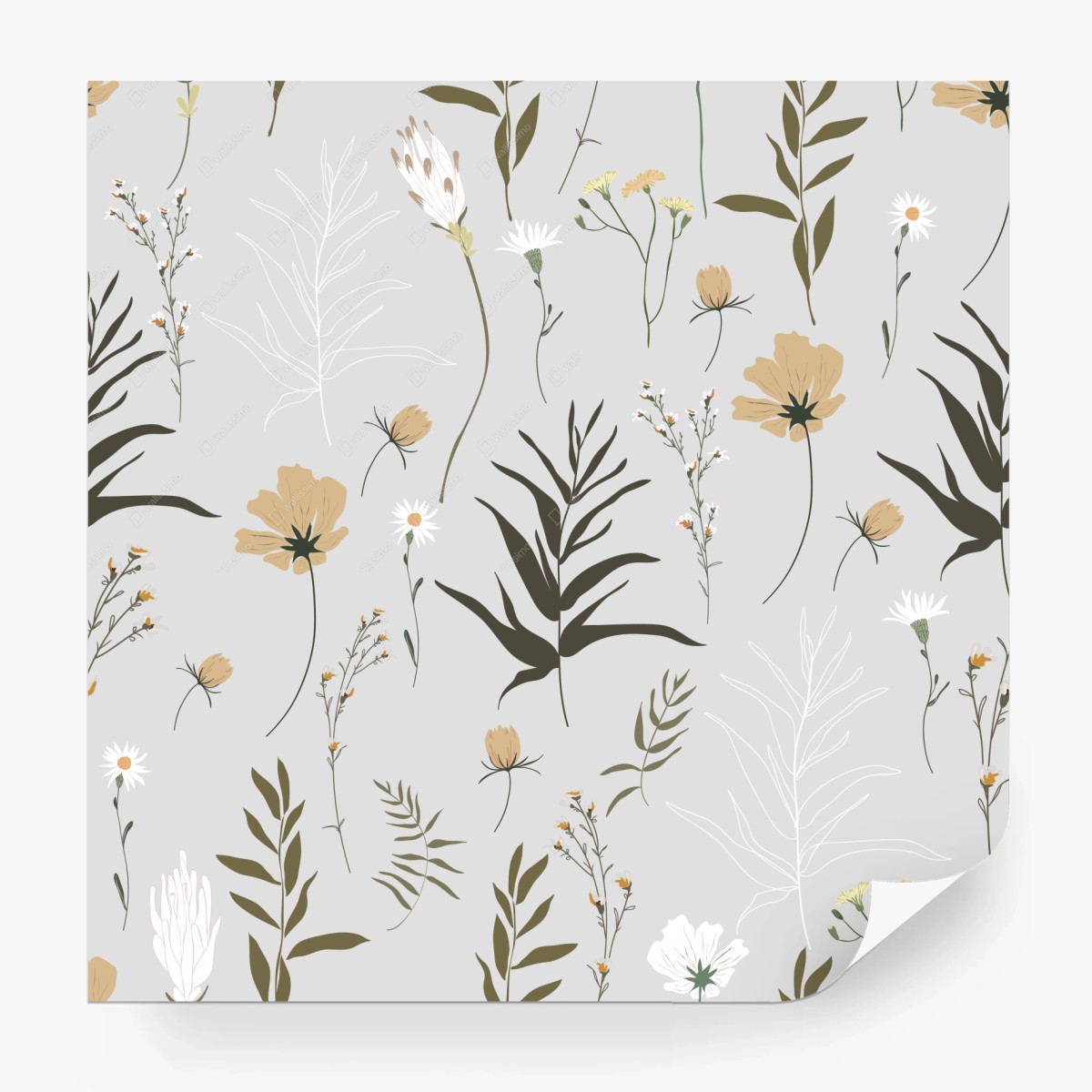 Wall mural delicate pastel wildflower pattern • Wallissimo®