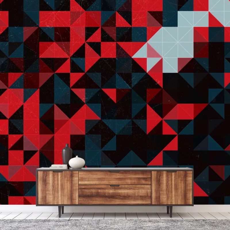 Wall mural bold red geometric mosaic