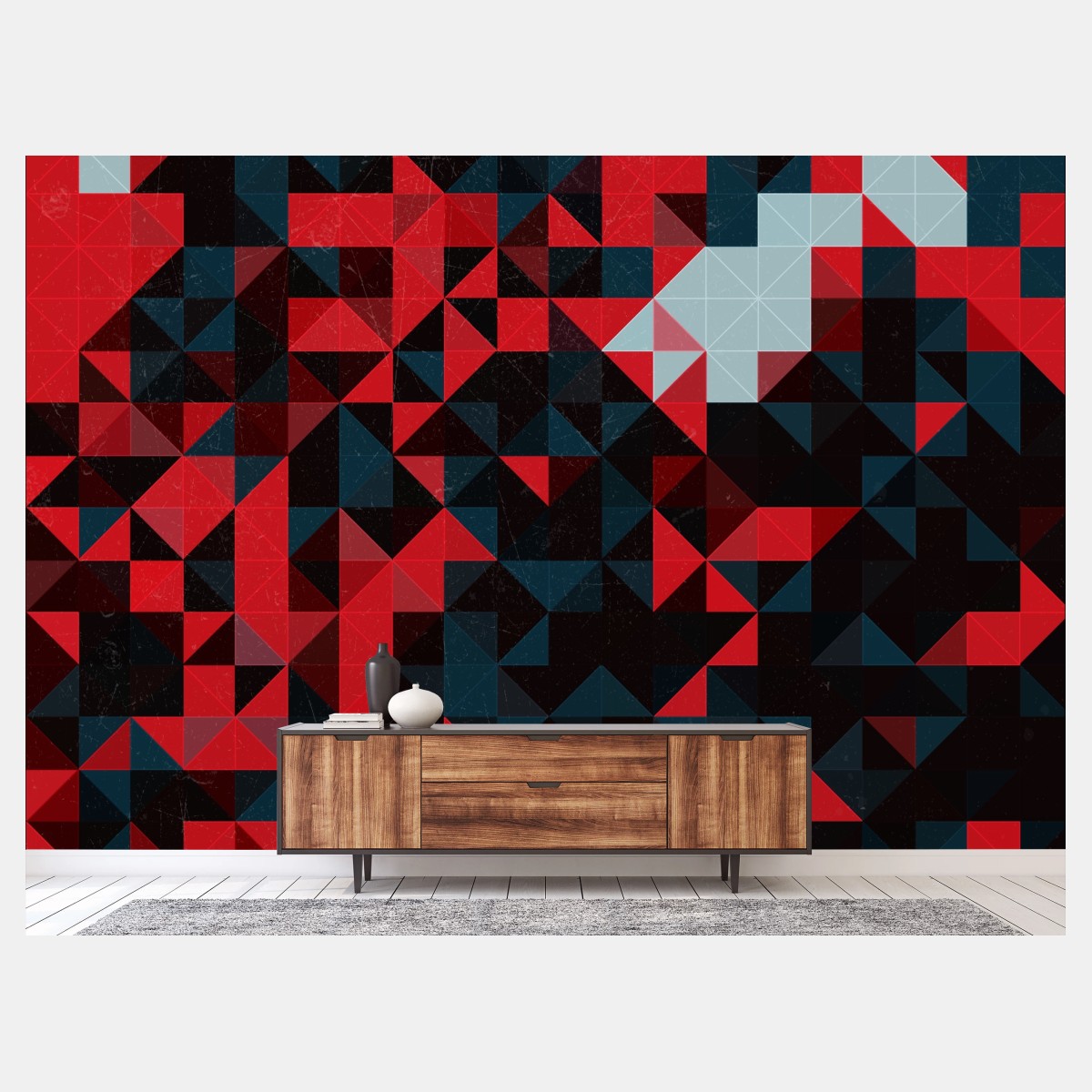 Wall mural bold red geometric mosaic • Wallissimo®