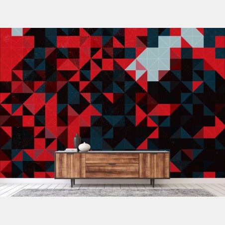 Wall mural bold red geometric mosaic • Wallissimo®