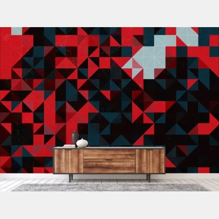Wall mural bold red geometric mosaic • Wallissimo®