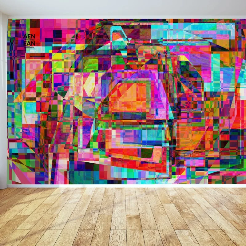 Wall mural vibrant geometric abstract composition