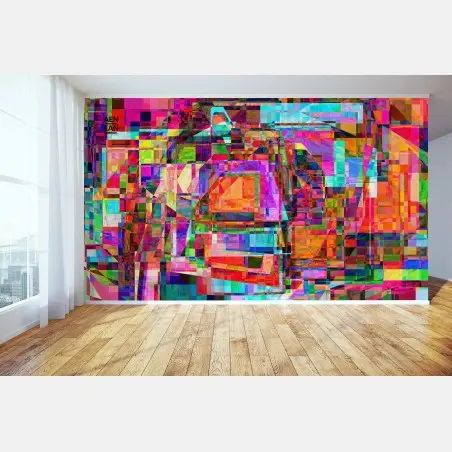 Wall mural vibrant geometric abstract composition • Wallissimo®