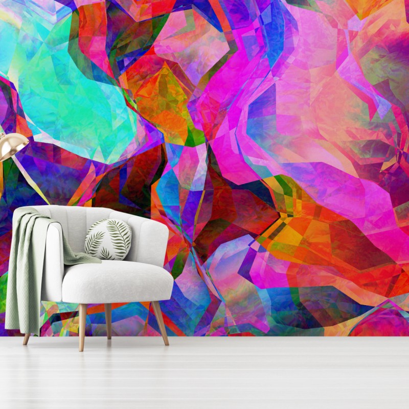 Wall mural vibrant geometric abstract composition