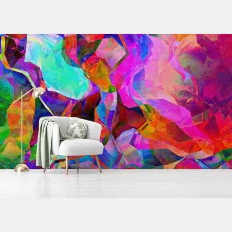 Wall mural vibrant geometric abstract composition • Wallissimo®