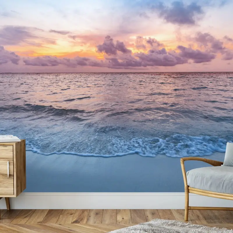 Wall mural serene pastel beach sunrise