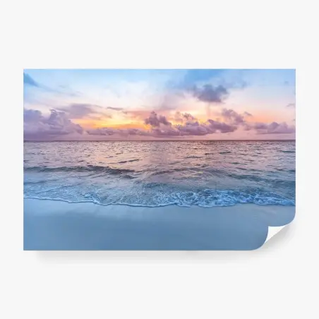 Wall mural serene pastel beach sunrise • Wallissimo®
