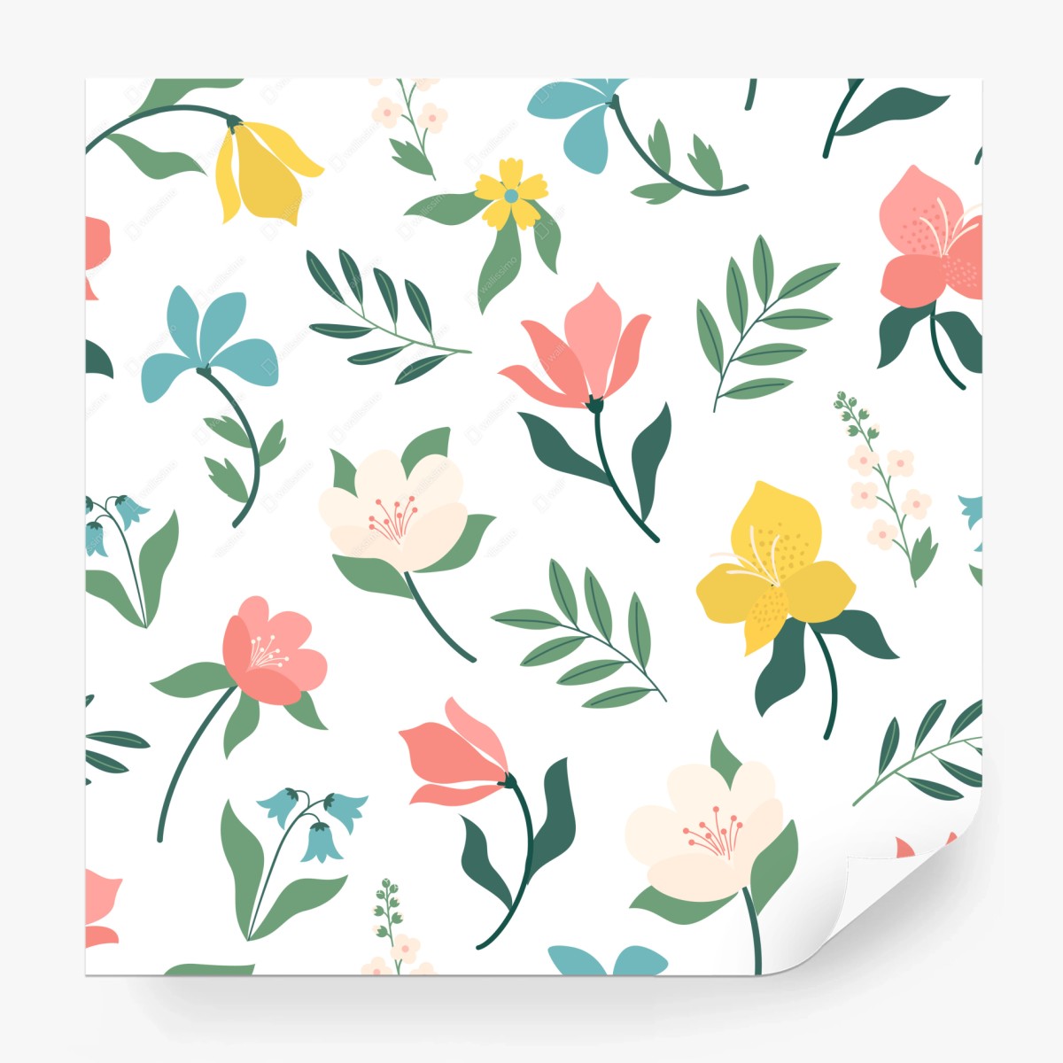 Wall mural soft pastel floral pattern • Wallissimo®