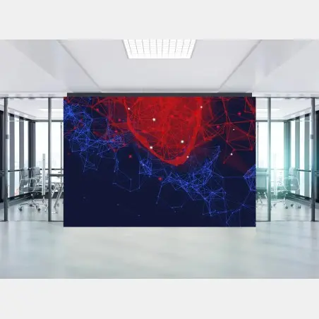 Wall mural red geometric heart network • Wallissimo®