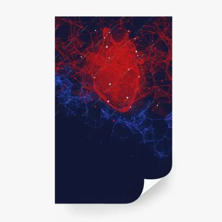 Wall mural red geometric heart network • Wallissimo®
