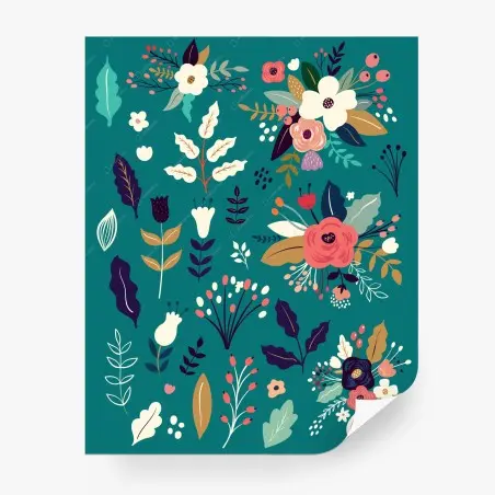 Wall mural turquoise floral bouquet • Wallissimo®