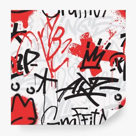 Wall mural bold red graffiti crown mural • Wallissimo®