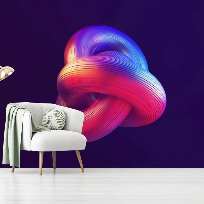 Wall mural vibrant 3d knot in gradient hues