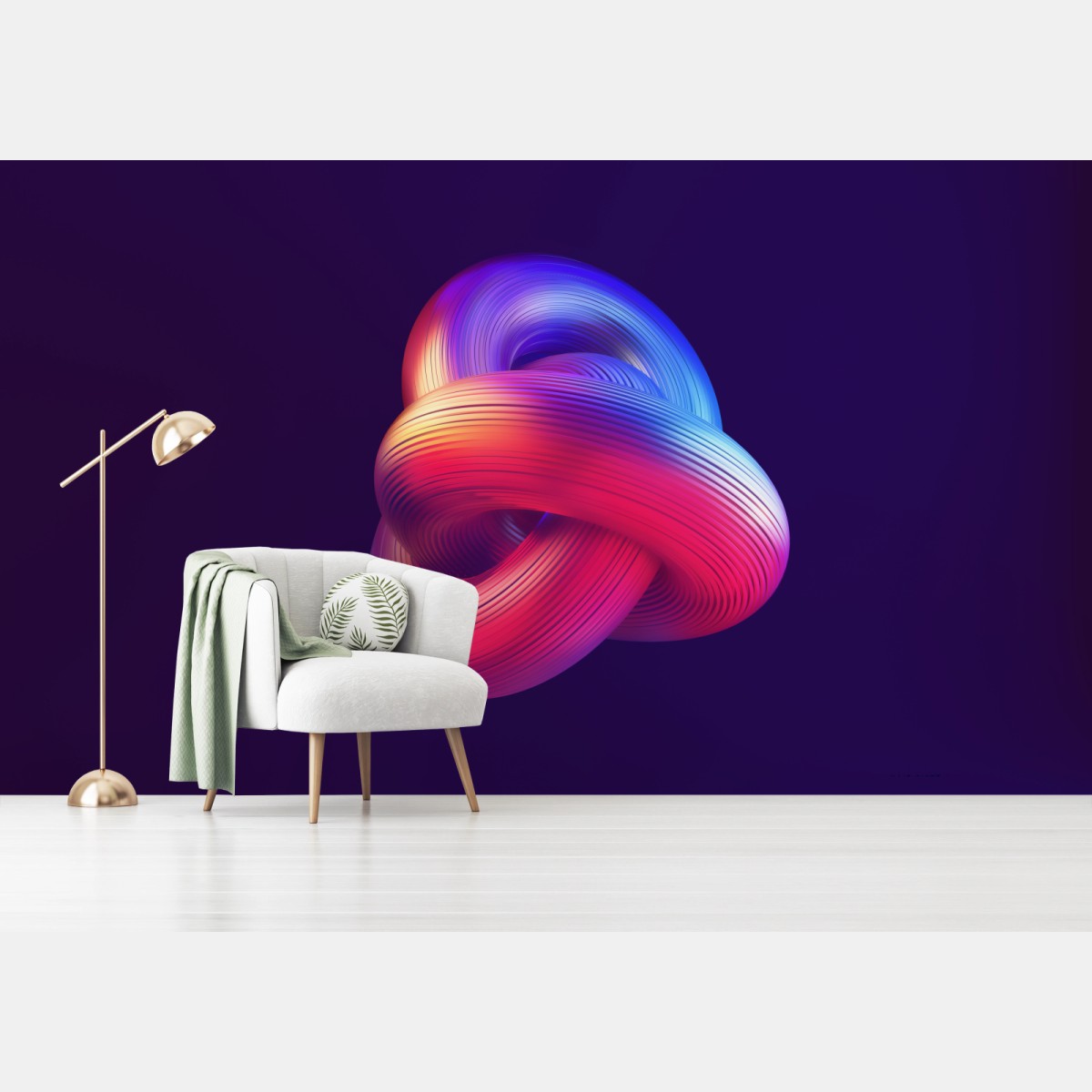 Wall mural vibrant 3d knot in gradient hues • Wallissimo®
