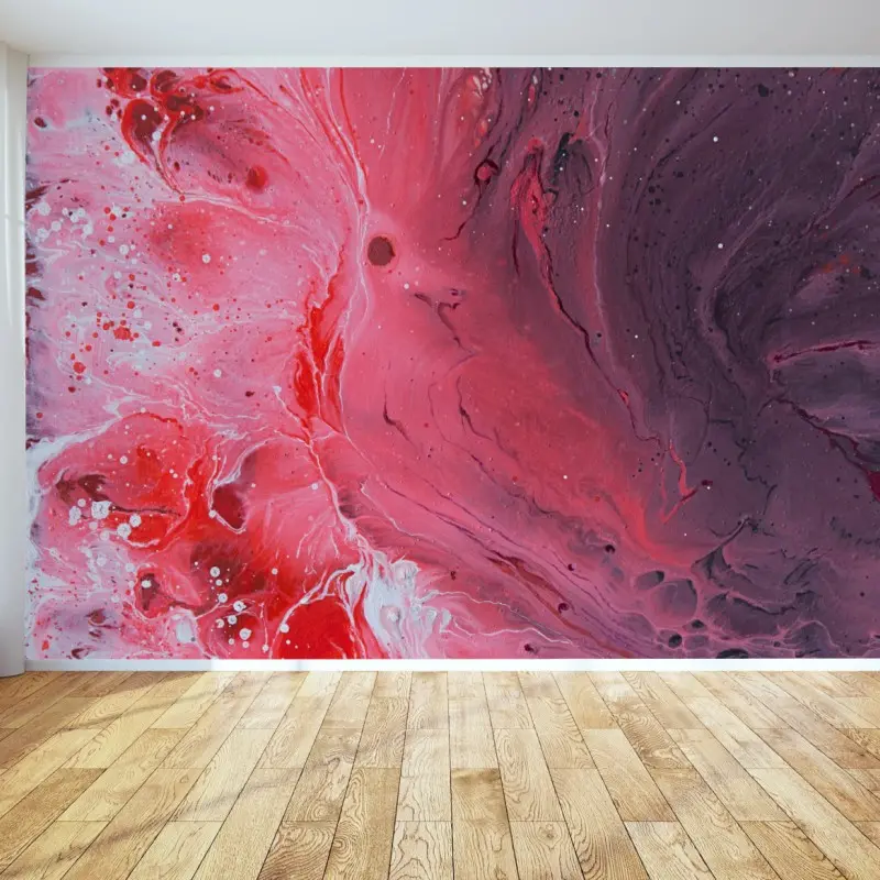 Wall mural vibrant pink and purple fluid abstract