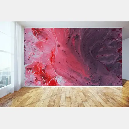 Wall mural vibrant pink and purple fluid abstract • Wallissimo®
