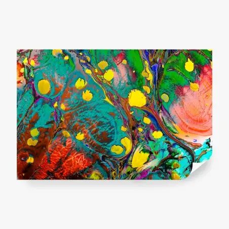 Wall mural vibrant turquoise marbling abstract art • Wallissimo®