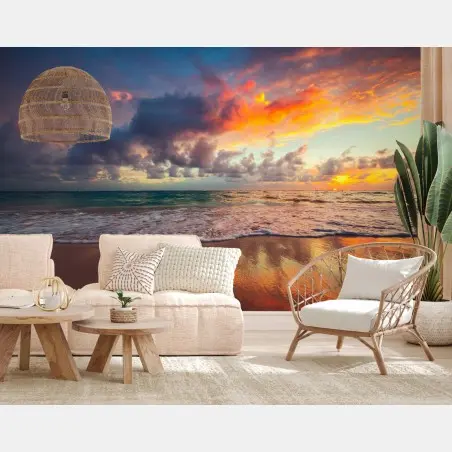 Wall mural tropical sunrise over tranquil beach • Wallissimo®